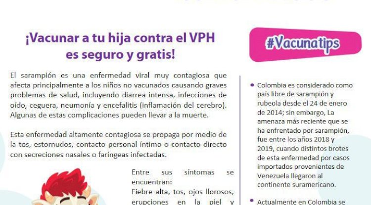 Colombia, país libre de sarampión y rubéola gracias a la vacunación